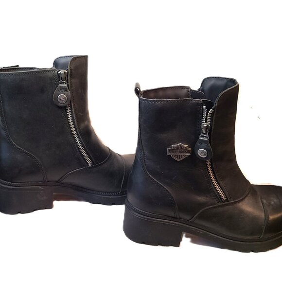 Harley-Davidson sz 8 Amherst D84236 Twin Zip Short Boots Leather Motorcycle Bike - Picture 15 of 16